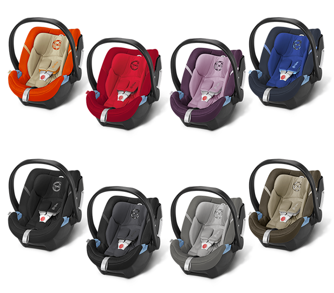 Cybex Aton 4 2016 in Autumn Gold, Mars Red, Princess Pink, Royal Blue, Happy Black Phantom Grey, Manhatten Grey und Olive Khaki