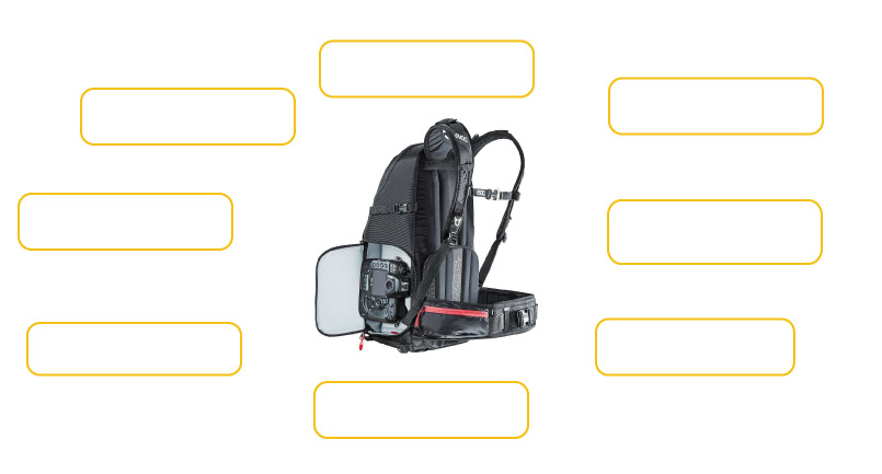 Komfort- und Sicherheitsmerkmale Evoc CP 18l Evoc CP 18l Fotorucksack Ausstattung