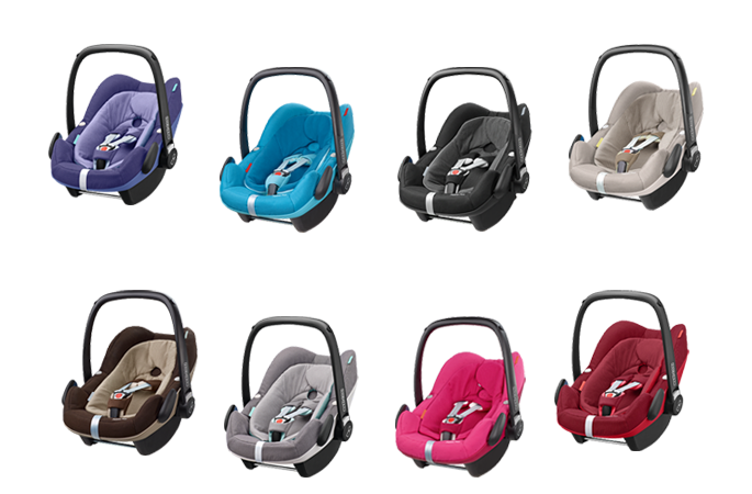 Maxi Cosi Pebble Plus 2016 in Black Raven, River Blue, Robin Red, Mosaic Blue, Digital Rain, Earth Brown, Concrete Grey und Berry Pink