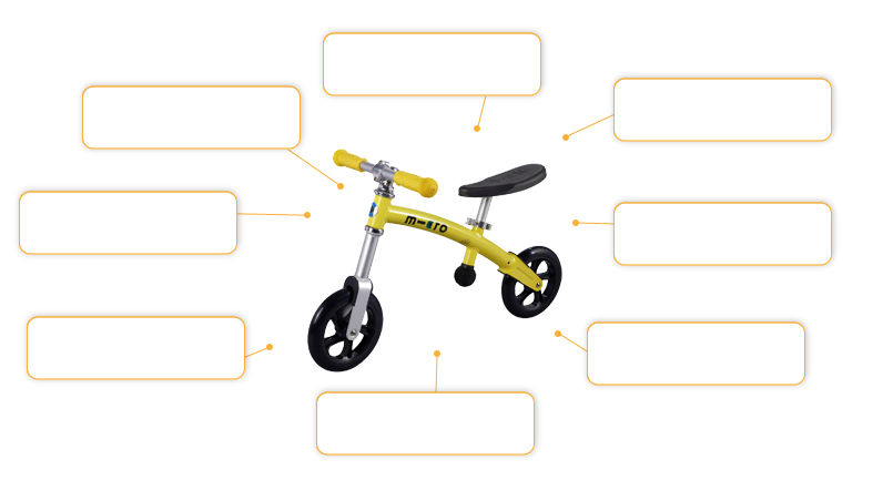 Komfortund Sicherheitsmerkmale Micro Laufrad / G-Bike+ in gelb
