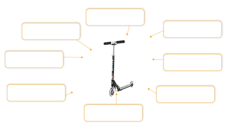 Komfortund Sicherheitsmerkmale Micro Scooter Sprite Black mit Streifen